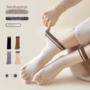 Ženske čarape s pet prstiju, pamuk 80–90%, antibakterijske, upijanje znoja, dezodorizirajuće, srednja duljina, japanski stil