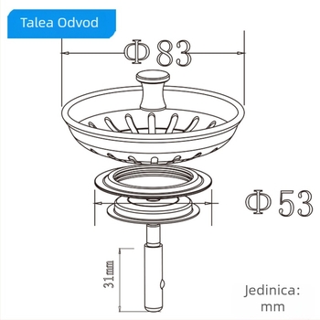 Talea kuhinjska zaptivka za odvod s filtrom, SUS304, model QS491C006, 67 g, podrijetlo: Quanzhou, Fujian