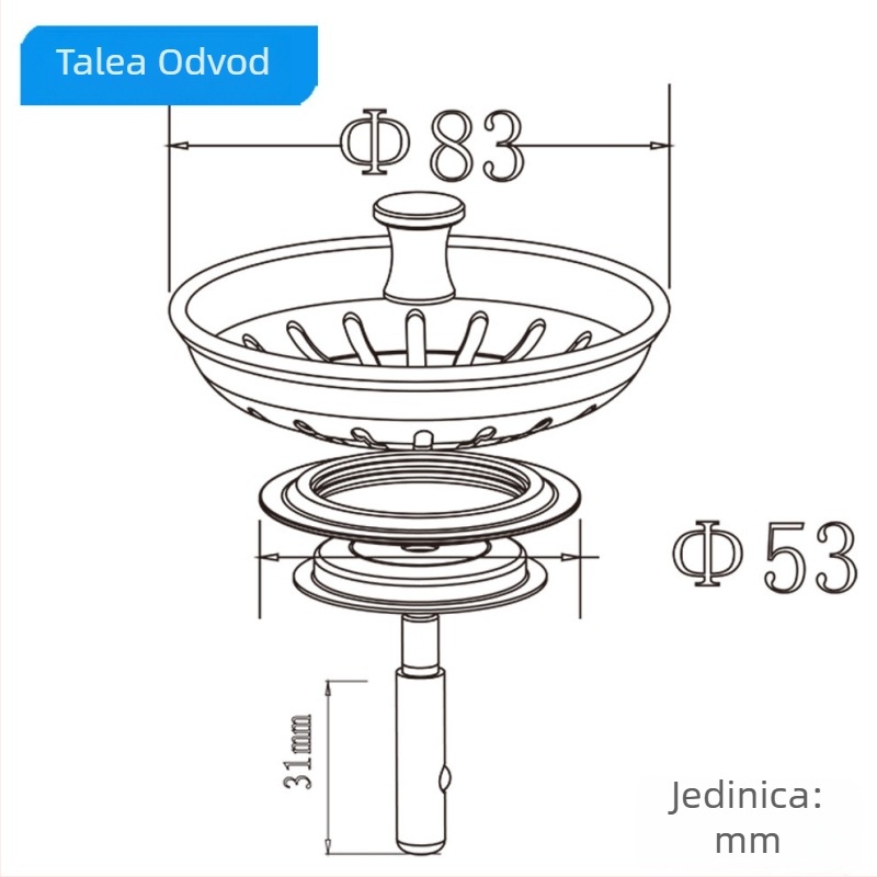 Talea kuhinjska zaptivka za odvod s filtrom, SUS304, model QS491C006, 67 g, podrijetlo: Quanzhou, Fujian