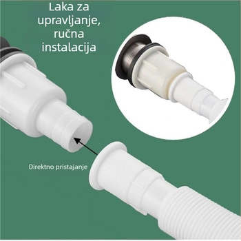 Set odvodnje za mop umivaonik, nehrđajući čelik, model 50, vučni tip, britski stil, bez otvora za prelijevanje