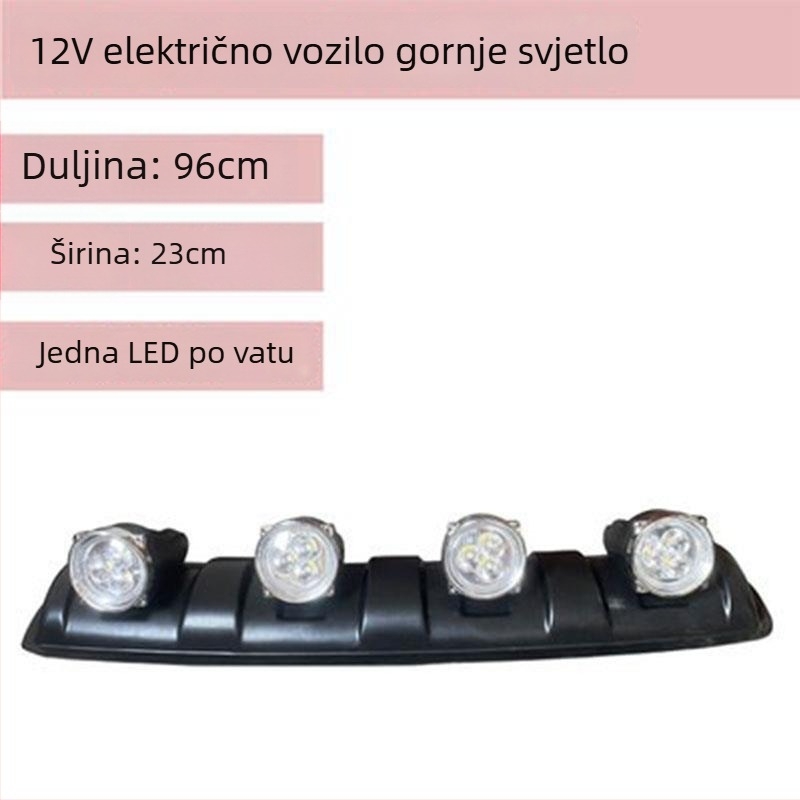 Krovno svjetlo s dugim reflektorom za četverokota električni tricikl, napajanje 12V, bez prilagodbi