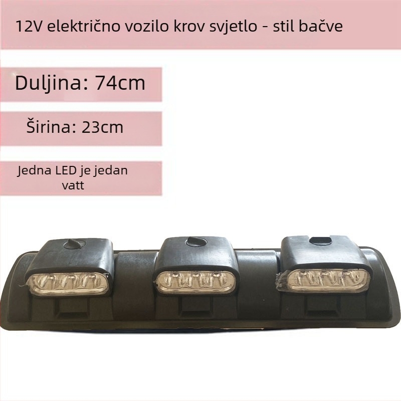 Krovno svjetlo s dugim reflektorom za četverokota električni tricikl, napajanje 12V, bez prilagodbi