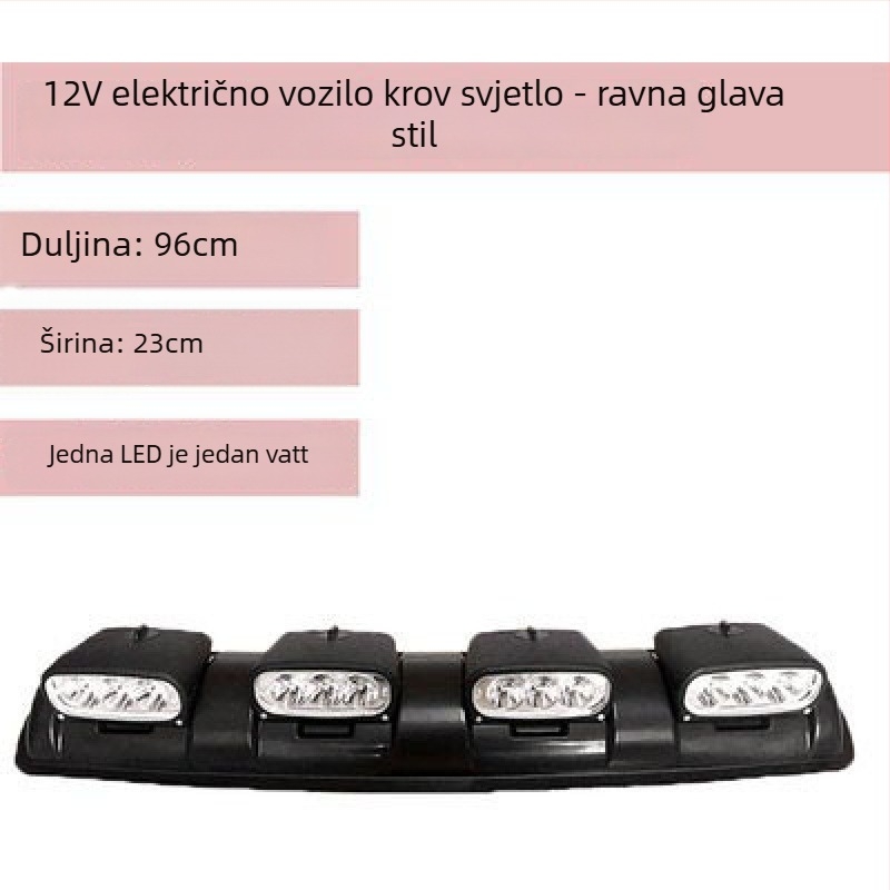 Krovno svjetlo s dugim reflektorom za četverokota električni tricikl, napajanje 12V, bez prilagodbi