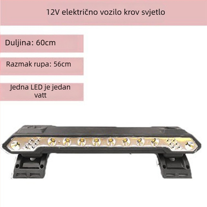 Krovno svjetlo s dugim reflektorom za četverokota električni tricikl, napajanje 12V, bez prilagodbi