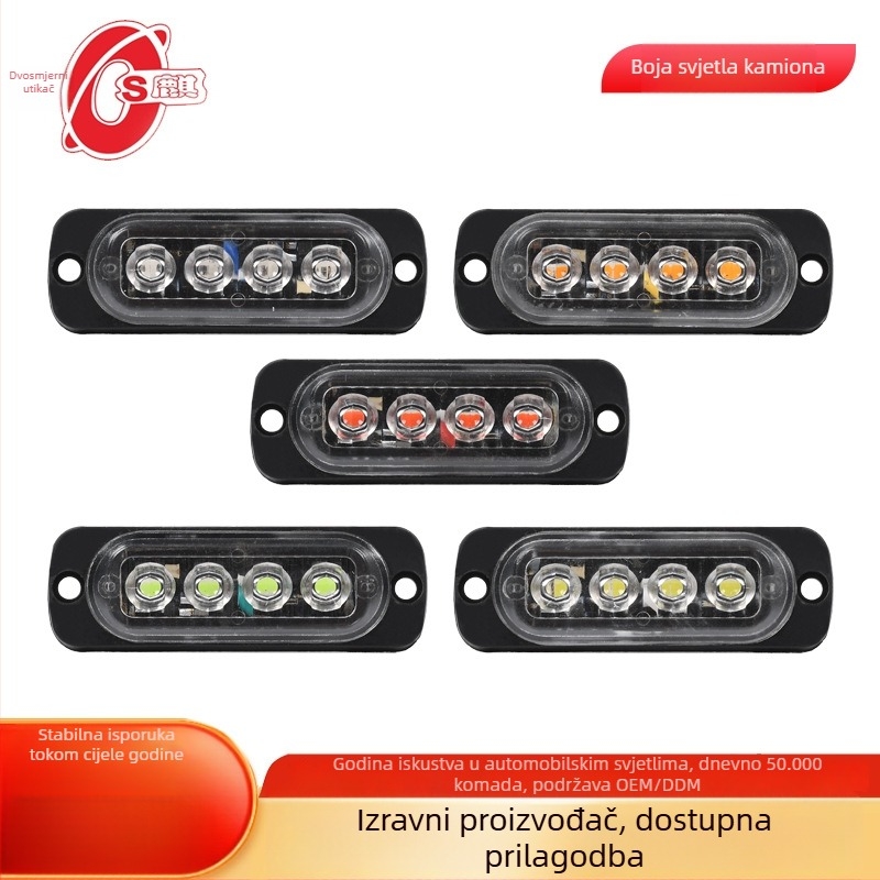 Kamionska bočna svjetiljka, 4-LED rubno svjetlo, 12-24V, ABS