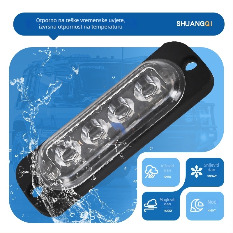 Kamionska bočna svjetiljka, 4-LED rubno svjetlo, 12-24V, ABS