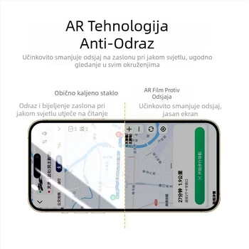 Staklena zaštita zaslona za iPhone 17 Pro Max s anti-refleksnim premazom — otporna na prašinu i otiske prstiju.