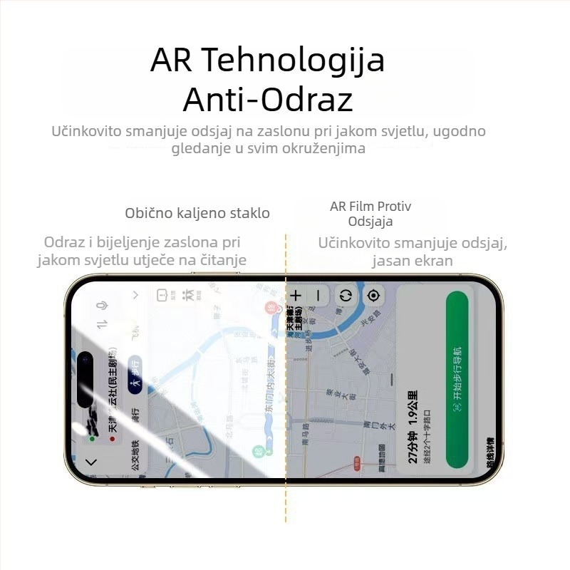 Staklena zaštita zaslona za iPhone 17 Pro Max s anti-refleksnim premazom — otporna na prašinu i otiske prstiju.