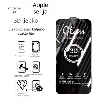 Zaštitno staklo zaslona od kaljenog stakla za Apple iPhone 16 Pro / iPhone 15 Pro Max, 3D cijeli zaslon, otpornost na otiske prstiju, HD, otpornost na prašinu