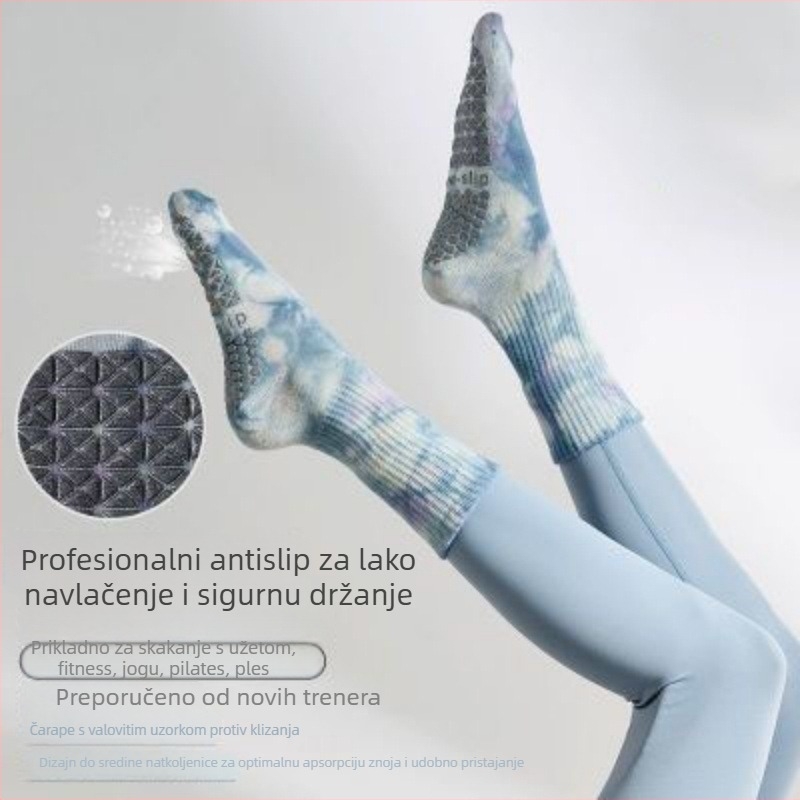 Pamučne joga čarape za žene srednje dužine, upijaju znoj, kamuflažni uzorak, sve sezone