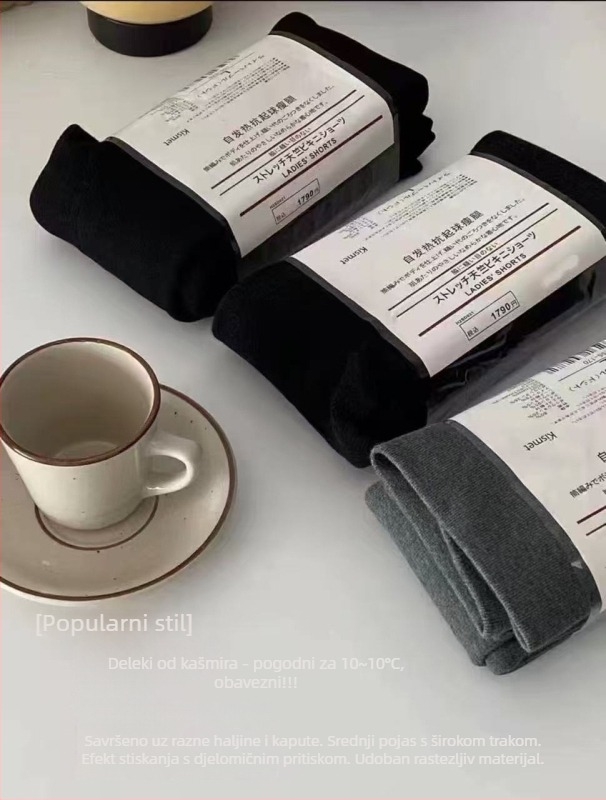 Termalne pamučne legice s flisom, visokim pojasom za kontrolu trbuha i podizanje stražnjice, debele, jednobojne, duljina 9/10, uski kroj