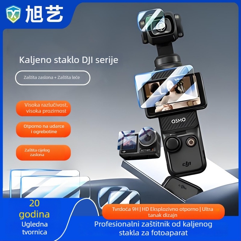 Zaštitno staklo za DJI Action 5 Pro i Pocket 3 – cijeli zaslon, tvrdo kaljeno staklo, HD, otisci prstiju otporan, otporan na ogrebotine, antiodsjaj
