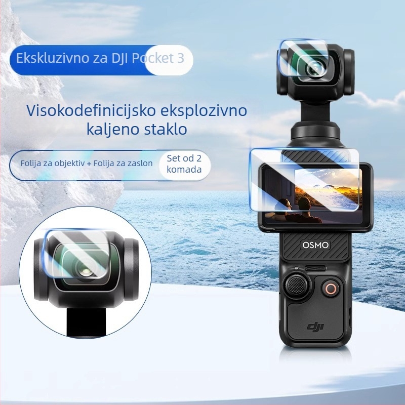 Zaštitno staklo za DJI Action 5 Pro i Pocket 3 – cijeli zaslon, tvrdo kaljeno staklo, HD, otisci prstiju otporan, otporan na ogrebotine, antiodsjaj