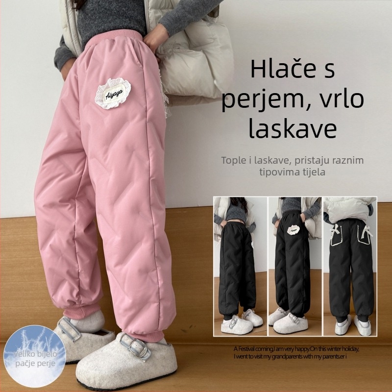 Dječje zimske hlače za djevojčice, vjetrootpornost s punom, trostruko šivane, mekano obrađeni poliester, uzrast 8+