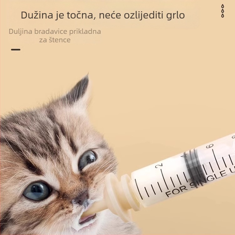 Injekcijska šprice za hranjenje mačaka s bradavicom — plastika, ručno hranjenje, Cute Pet Pastoral