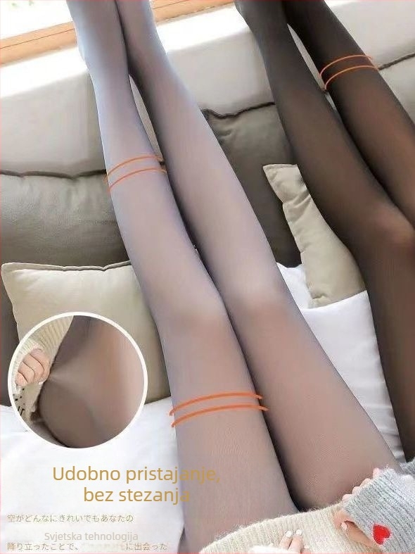 Debele podstavljene hulahopke s učinkom kože, tople, skraćena duljina