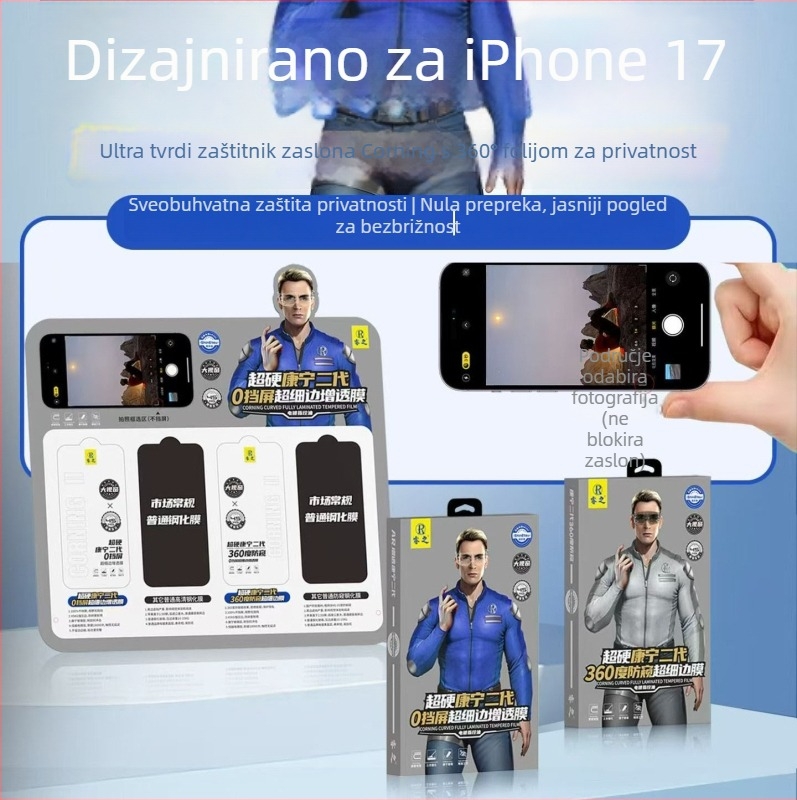 ruizhi 360° privatnost zaštita zaslona od kaljenog stakla, Ultra Clear, puni zaslon, prednja folija, kompatibilno s iPhone 12 Pro Max, iPhone 14, iPhone 14 Pro, iPhone 14 Pro Max, iPhone 14 Max