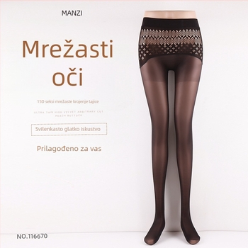 Manzi 15D mrežaste čarape s visokim strukom, bezšivne, najlon