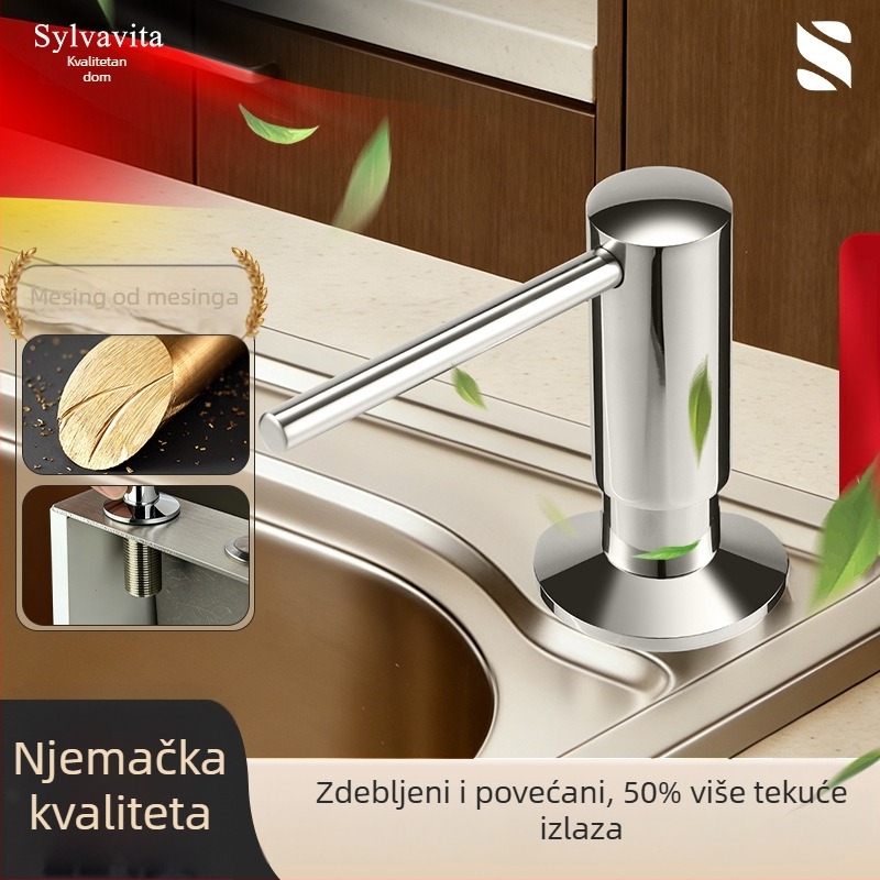 Ručni dozator tekućine za kuhinjski sudoper — od 304 nehrđajućeg čelika, završna elektroplatina, moderni minimalistički stil, težina 250 g