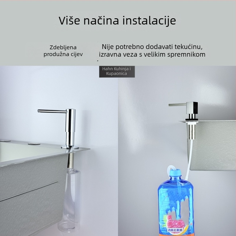 Ručni dozator tekućine za kuhinjski sudoper — od 304 nehrđajućeg čelika, završna elektroplatina, moderni minimalistički stil, težina 250 g