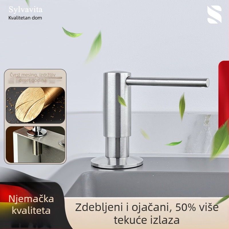 Ručni dozator tekućine za kuhinjski sudoper — od 304 nehrđajućeg čelika, završna elektroplatina, moderni minimalistički stil, težina 250 g
