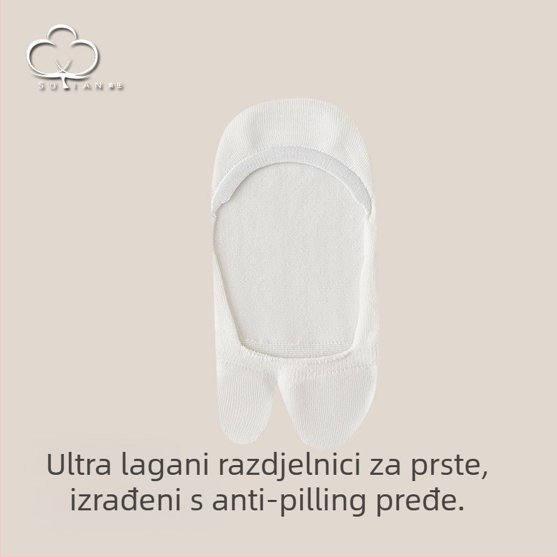 Ženske čarape s podijeljenim prstima, nevidljive, protuklizne, upijaju znoj, pamuk 80–90%, kratka duljina