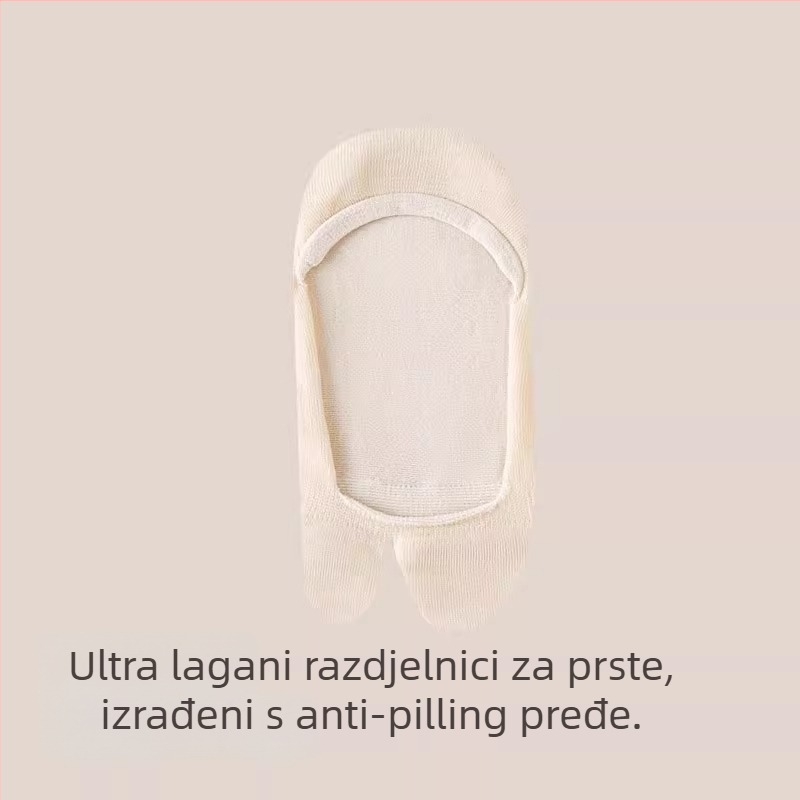 Ženske čarape s podijeljenim prstima, nevidljive, protuklizne, upijaju znoj, pamuk 80–90%, kratka duljina