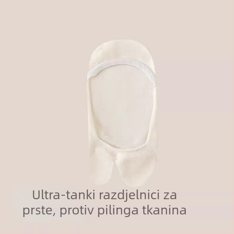 Ženske čarape s podijeljenim prstima, nevidljive, protuklizne, upijaju znoj, pamuk 80–90%, kratka duljina