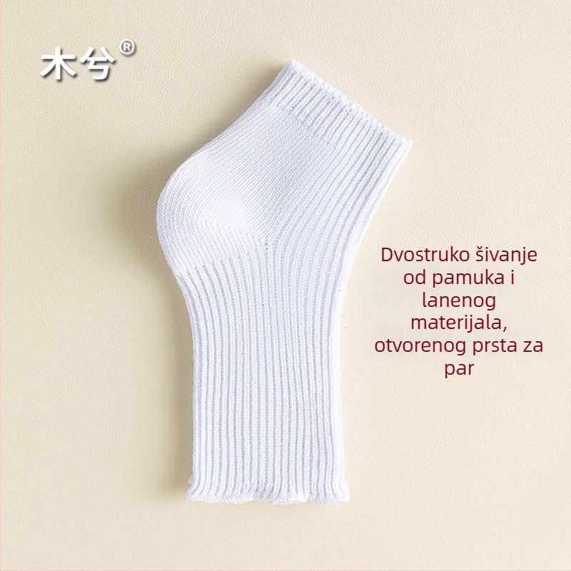 Unisex čarape s otvorenim prstom za ljeto, pamuk 75%/elastin 25%, antibakterijske i upijaju znoj, jednobojne, dvostruka igla konstrukcija