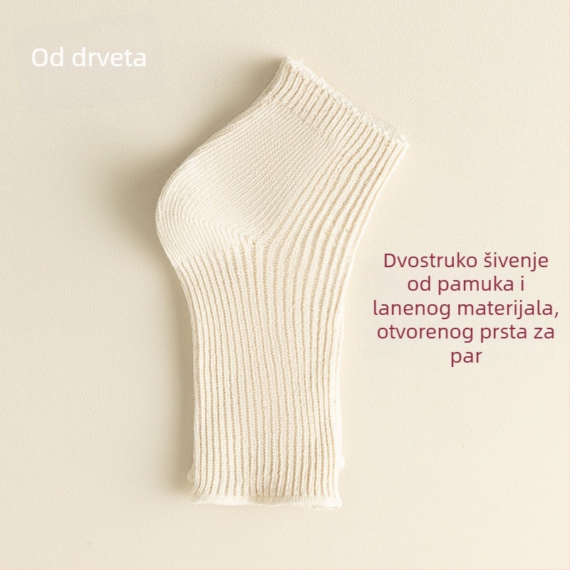 Unisex čarape s otvorenim prstom za ljeto, pamuk 75%/elastin 25%, antibakterijske i upijaju znoj, jednobojne, dvostruka igla konstrukcija