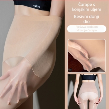 Bešivne pantyhose s visokim strukom, tanke, kontrola trbuha, protiv trenja