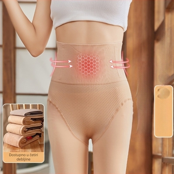 Ženske tvarujuće najlonke s visokim strukom od najlona, fleece unutrašnjost, debele, pune dužine, za jesen-zimu