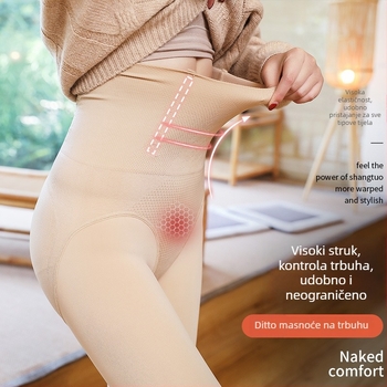 Ženske tvarujuće najlonke s visokim strukom od najlona, fleece unutrašnjost, debele, pune dužine, za jesen-zimu