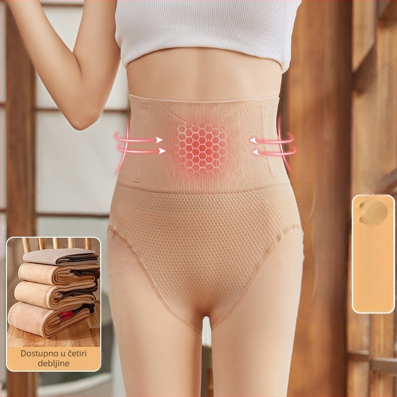 Ženske tvarujuće najlonke s visokim strukom od najlona, fleece unutrašnjost, debele, pune dužine, za jesen-zimu