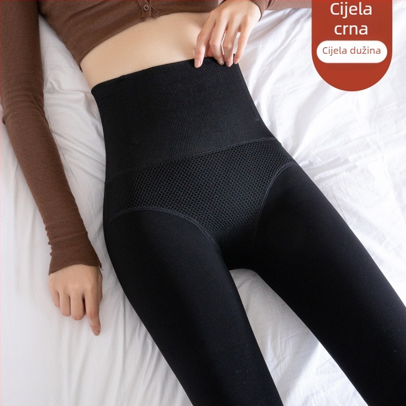 Ženske tvarujuće najlonke s visokim strukom od najlona, fleece unutrašnjost, debele, pune dužine, za jesen-zimu