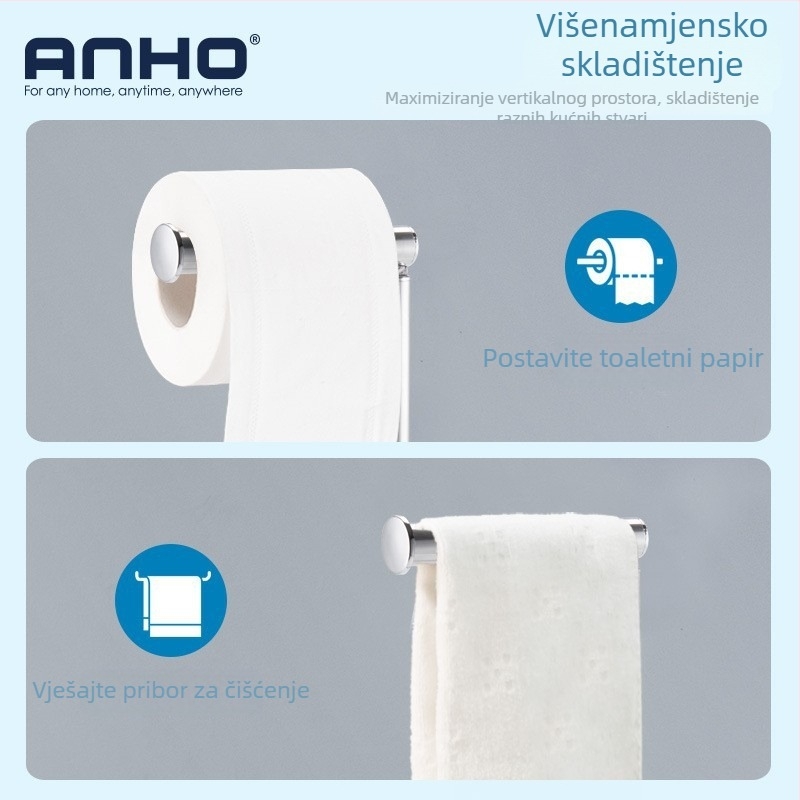 Stojeći držač toaletnog papira od nehrđajućeg čelika – bez bušenja, završna obrada elektropliranje/lakiranje