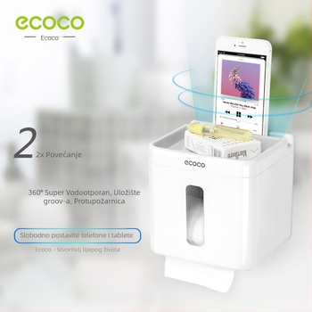 Cocoa Kompaktna vodootporna kutija za rolu toaletnog papira – bez perforacije, model 027, plastična, kupaonica