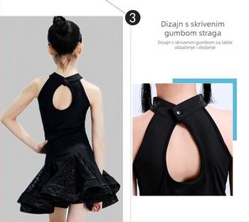 Tim Siyi Zun Dječja latino plesna haljina za djevojčice – Milk Silk tkivo s Spandexom, sve sezone plesni kostim