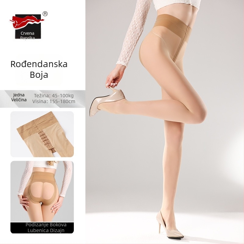 Ženske baršunaste huljevice 30D, tanke, oblikovanje struka, podizanje stražnjice, nevidljivo oblikovanje, anti-snag, puna duljina, nylon 80–90%