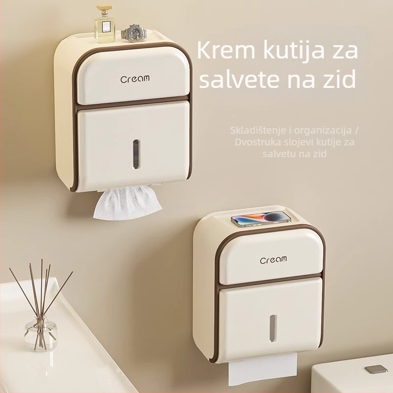 Držač toaletnog papira za zid bez bušenja, vodootporan, plastični, moderan minimalistički stil
