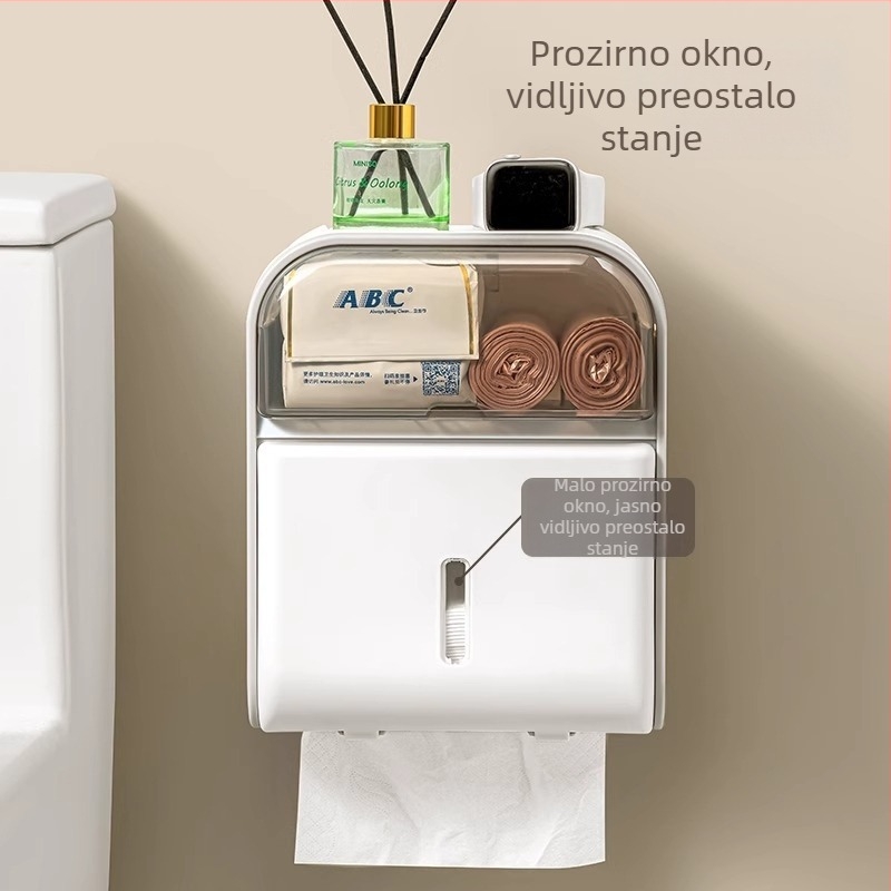 Držač toaletnog papira za zid bez bušenja, vodootporan, plastični, moderan minimalistički stil
