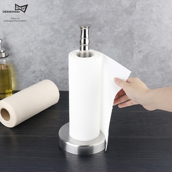 De mengsi Vertikalni držač papirnatih maramica, nehrđajući čelik, okrugli oblik, brušena površina, stolni