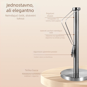 Vertikalni držač papirnatih maramica — nehrđajući čelik, okrugli izgled, brušeni završni sloj, moderan jednostavan stil; Ou Runzhe