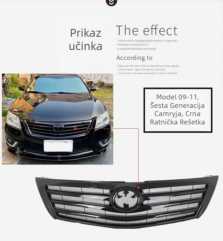 Gril za rešetku hladnjaka za Camry (06-11, 13-15) – Metalna konstrukcija, Modificirana prednja maska, Black Warrior Grille, Potpuno crna rešetka