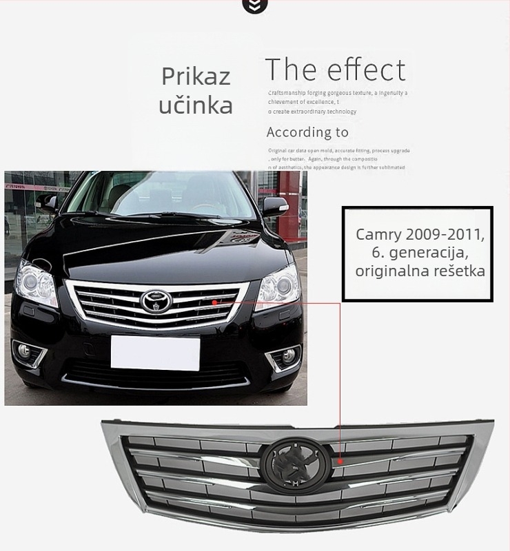 Gril za rešetku hladnjaka za Camry (06-11, 13-15) – Metalna konstrukcija, Modificirana prednja maska, Black Warrior Grille, Potpuno crna rešetka