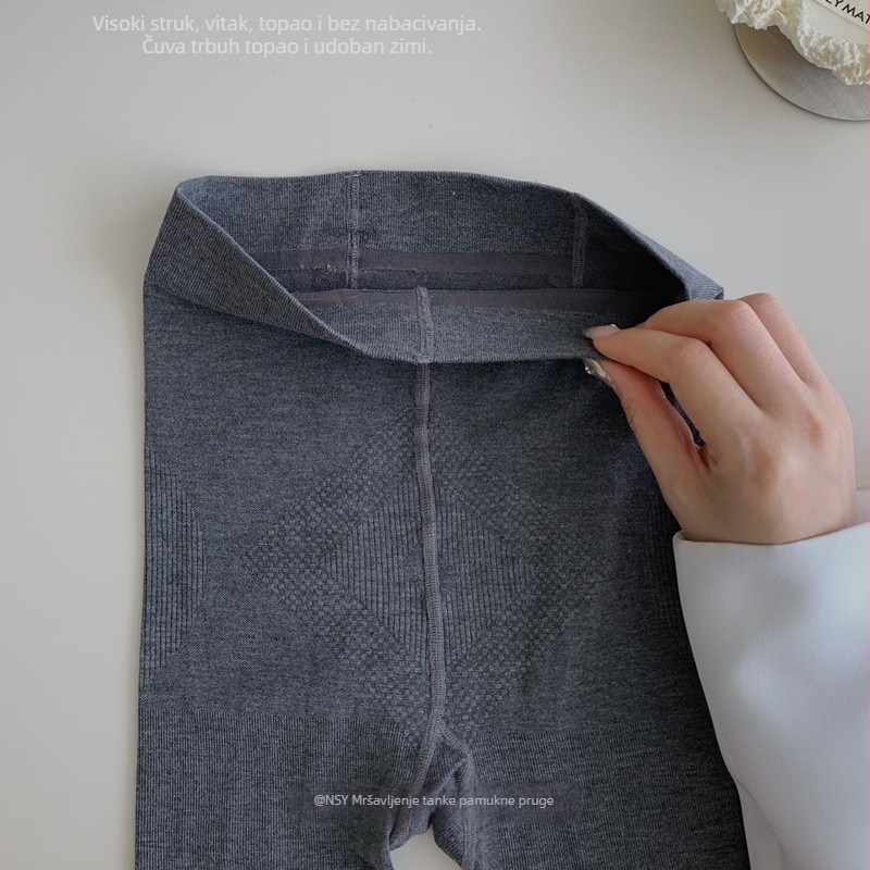 Ženske pamučne tajice, visoka elastičnost, srednja debljina, duljina 9/10, efekt mršavljenja i podizanja stražnjice, 80–90% pamuka, elastan manje od 30%