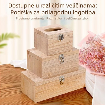 Dream Crown drvena kutija za papirnate ubruse sa zaključavanjem i preklopnim poklopom, stolni dizajn za automobil, dnevni boravak i kupaonu