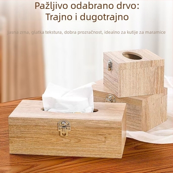 Dream Crown drvena kutija za papirnate ubruse sa zaključavanjem i preklopnim poklopom, stolni dizajn za automobil, dnevni boravak i kupaonu