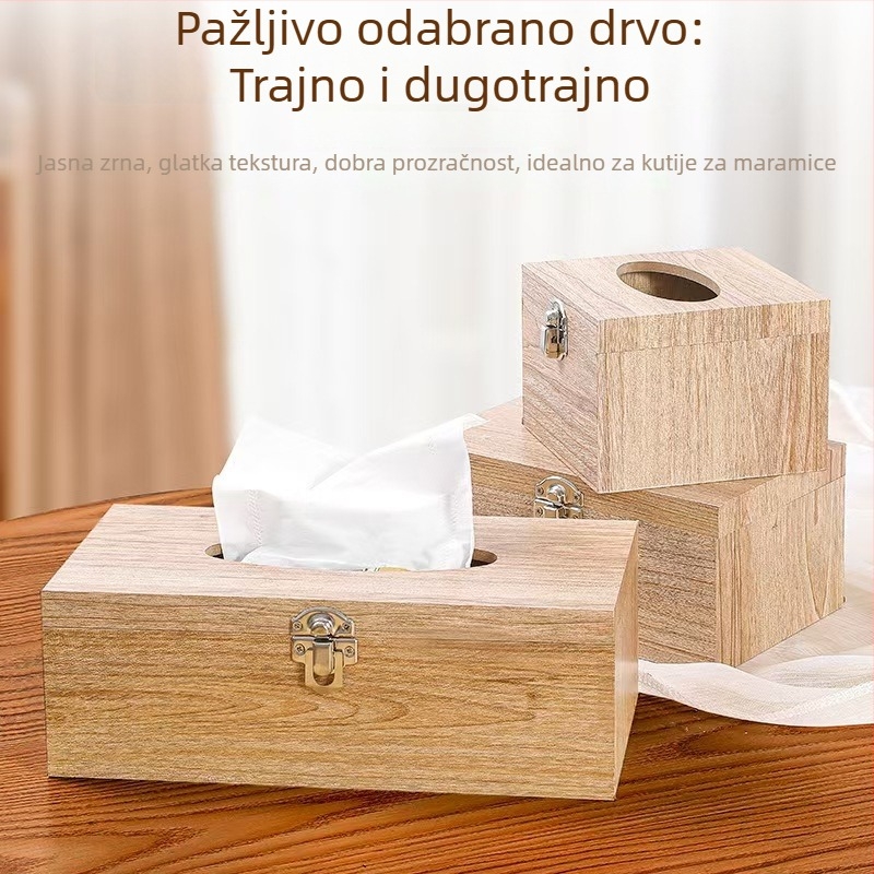 Dream Crown drvena kutija za papirnate ubruse sa zaključavanjem i preklopnim poklopom, stolni dizajn za automobil, dnevni boravak i kupaonu