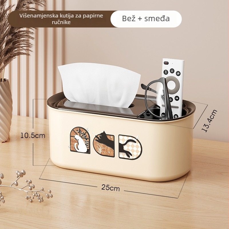 Plastična kutija za maramice s višestrukim organizatorom za daljinski upravljač, za dnevni boravak i kupaonicu, moderan minimalistički dizajn, model PY-003-1